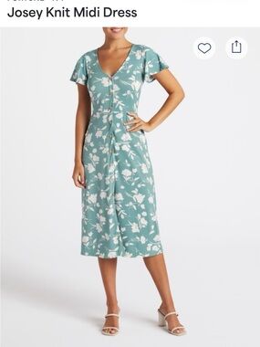 Fortune + Ivy Floral Button-Front Midi Dress in Sage Green